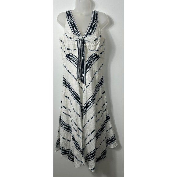 Lauren Ralph Lauren Black Label Sz 8 Handkerchief Maxi Dress 100% Linen Lined B1 - Picture 2 of 8